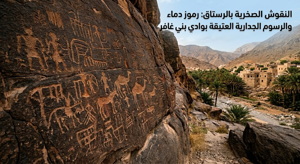 النقوش الصخرية بالرستاق: رموز دماء والرسوم الجدارية العتيقة بوادي بني غافر
