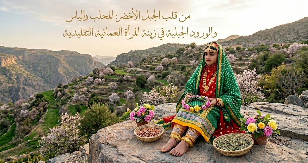 من قلب الجبل الأخضر: المحلب والياس والورود الجبلية في زينة المرأة العمانية التقليدية