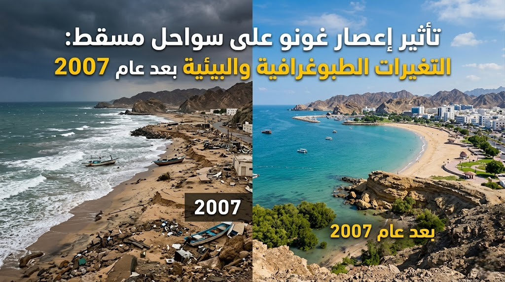 تأثير إعصار غونو على سواحل مسقط: التغيرات الطبوغرافية والبيئية بعد عام 2007
