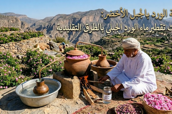 زراعة الورد بالجبل الأخضر: تقنيات تقطير ماء الورد الجبلي بالطرق التقليدية