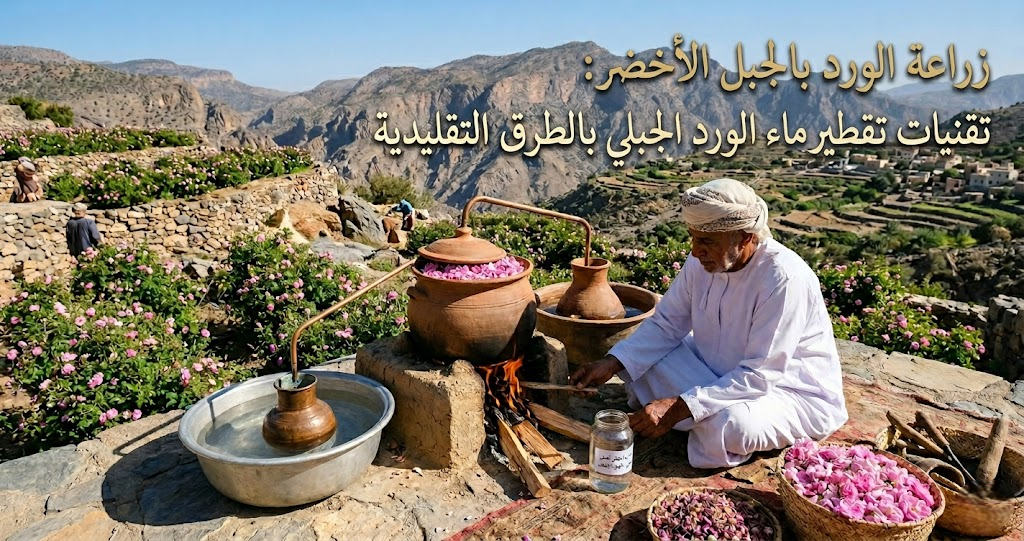 زراعة الورد بالجبل الأخضر: تقنيات تقطير ماء الورد الجبلي بالطرق التقليدية