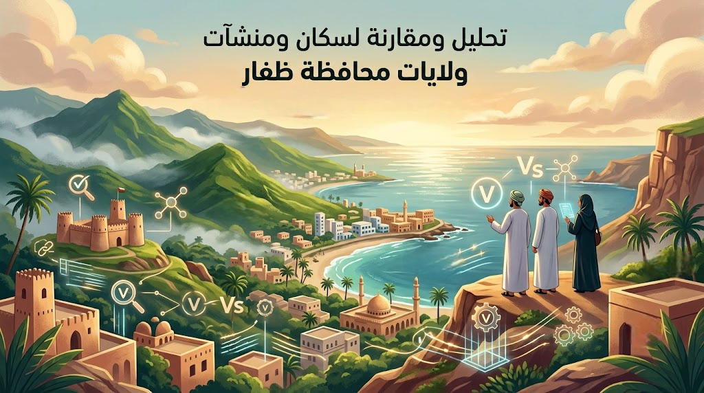 تحليل إحصائي ومقارنة شاملة لسكان ومنشآت ولايات محافظة ظفار