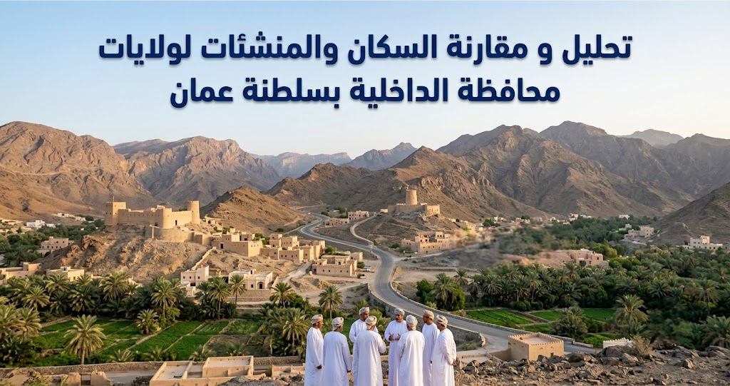 تحليل و مقارنة السكان والمنشئات لولايات محافظة الداخلية بسلطنة عمان