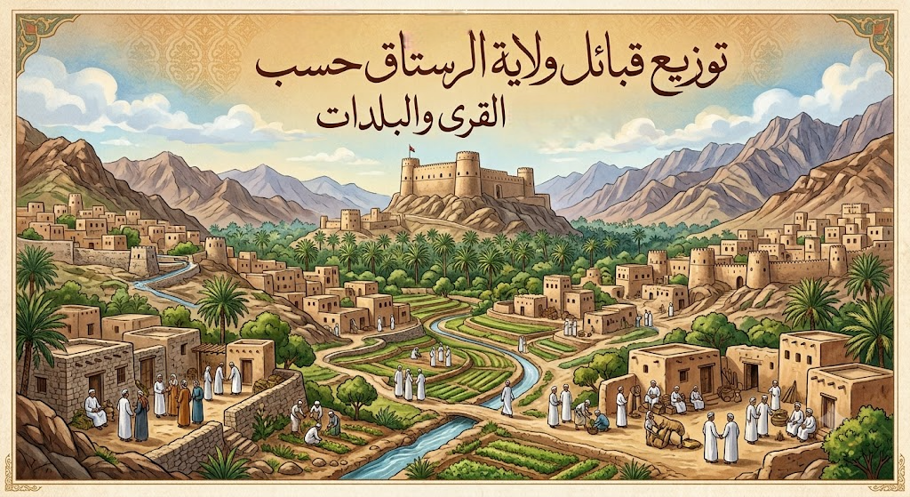توزيع قبائل ولاية الرستاق حسب القرى والبلدات