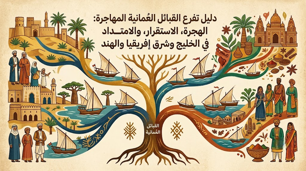 دليل تفرع القبائل العُمانية المهاجرة: الهجرة، الاستقرار، والامتداد في الخليج وشرق إفريقيا والهند