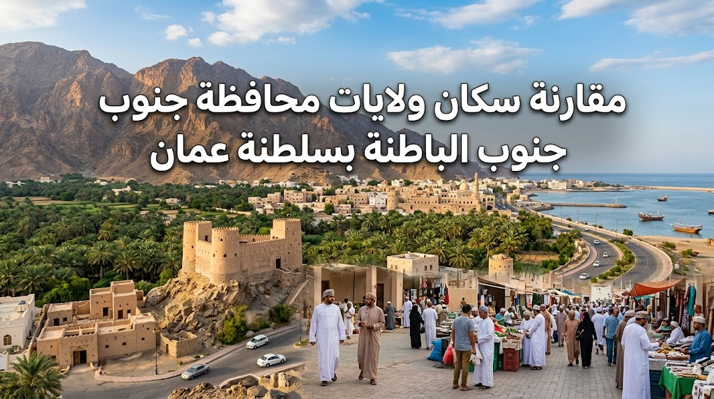 مقارنة سكان ولايات محافظة جنوب الباطنة بسلطنة عمان
